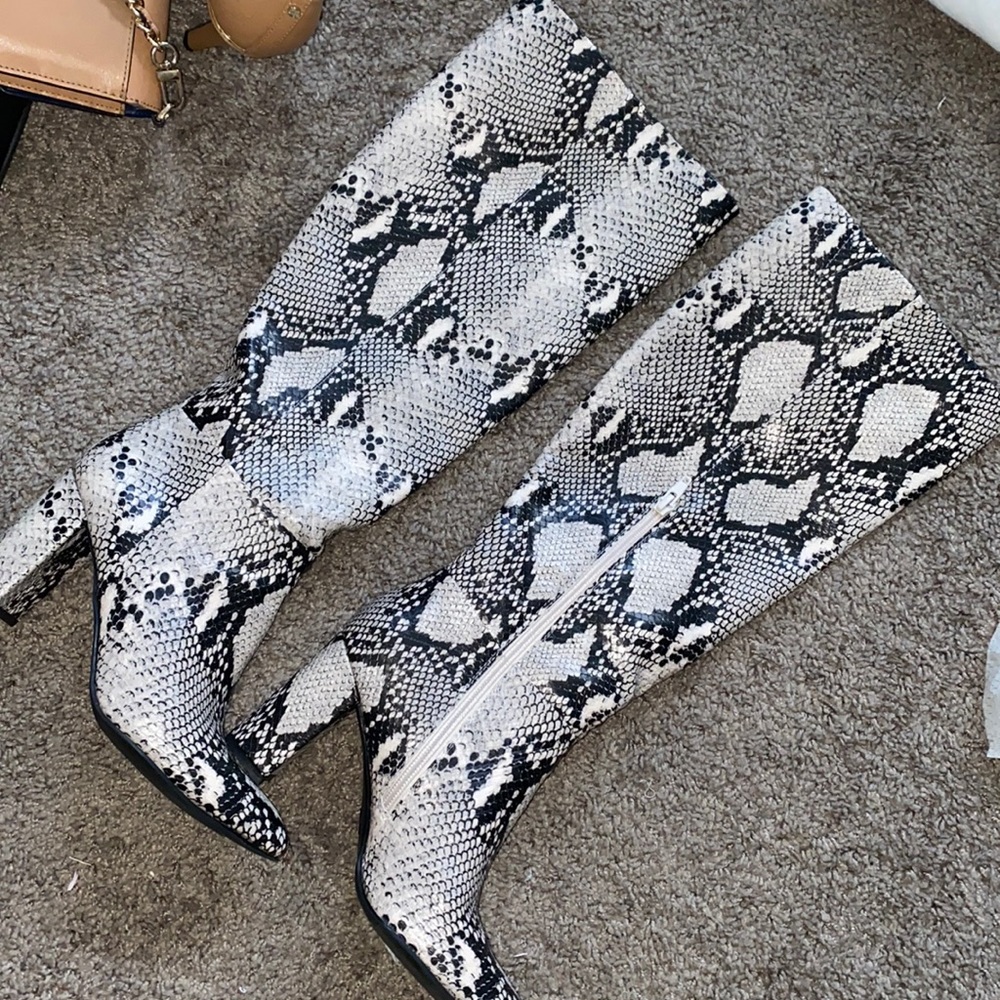 Snake print boots